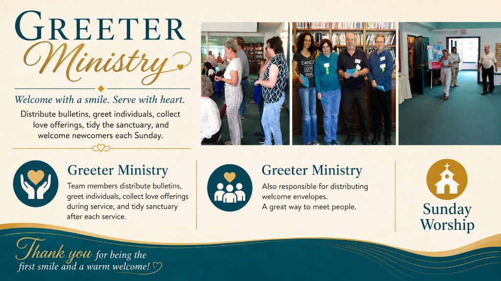 Greeter Ministry — welcome with a smile, serve with heart